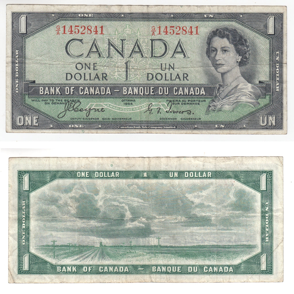 BC-29a 1954 Canada $1 Coyne-Towers, Devil's Face, G/A, F-VF (F15)