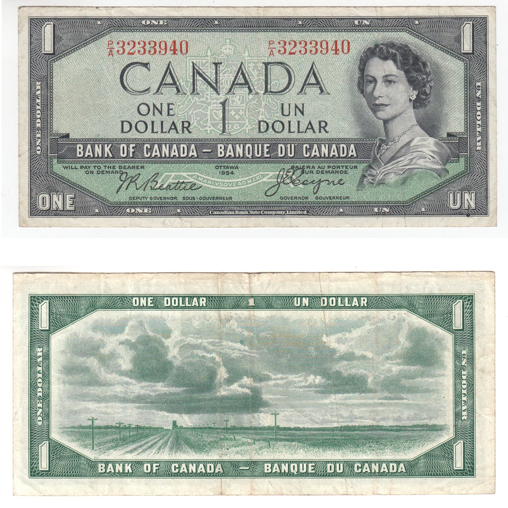 BC-29b 1954 Canada $1 Beattie-Coyne, Devil's Face, P/A, VF