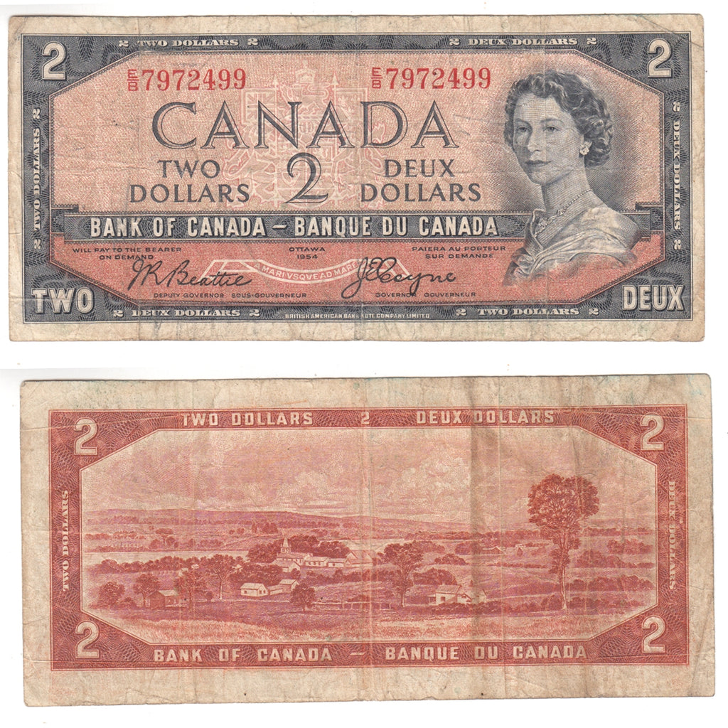 BC-30b 1954 Canada $2 Beattie-Coyne, Devil's Face, E/B, VG-F (VG10)