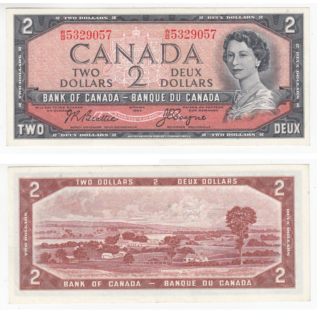 BC-38a 1954 Canada $2 Beattie-Coyne, W/B, Extra Fine (EF40)