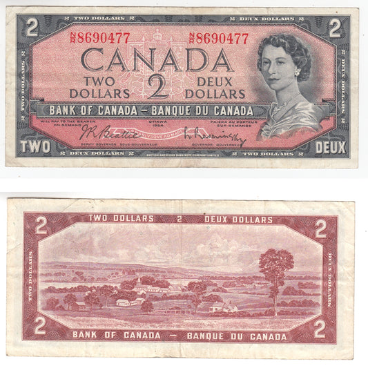 BC-38b 1954 Canada $2 Beattie-Rasminsky, N/R, Very Fine (VF20)