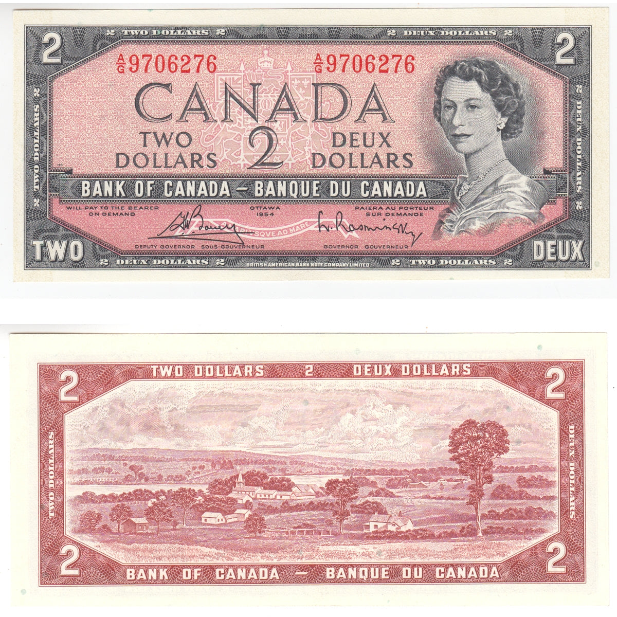 BC-38c 1954 Canada $2 Bouey-Rasminsky, A/G, Uncirculated (MS60)