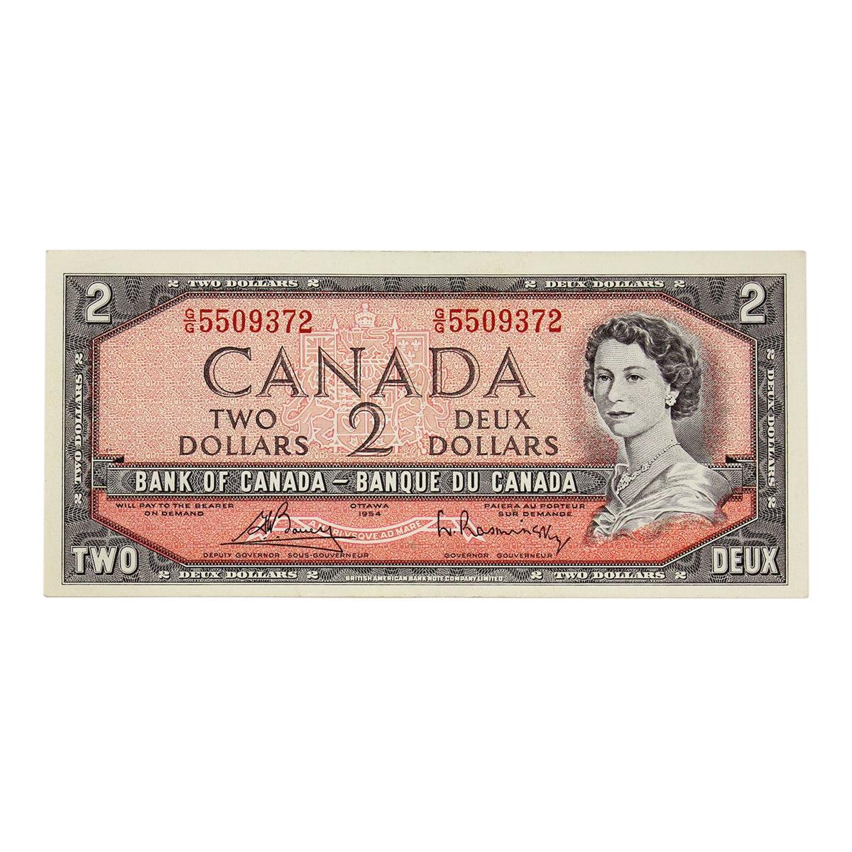 BC-38c 1954 Canada $2 Bouey-Rasminsky, G/G, Extra Fine (EF40)