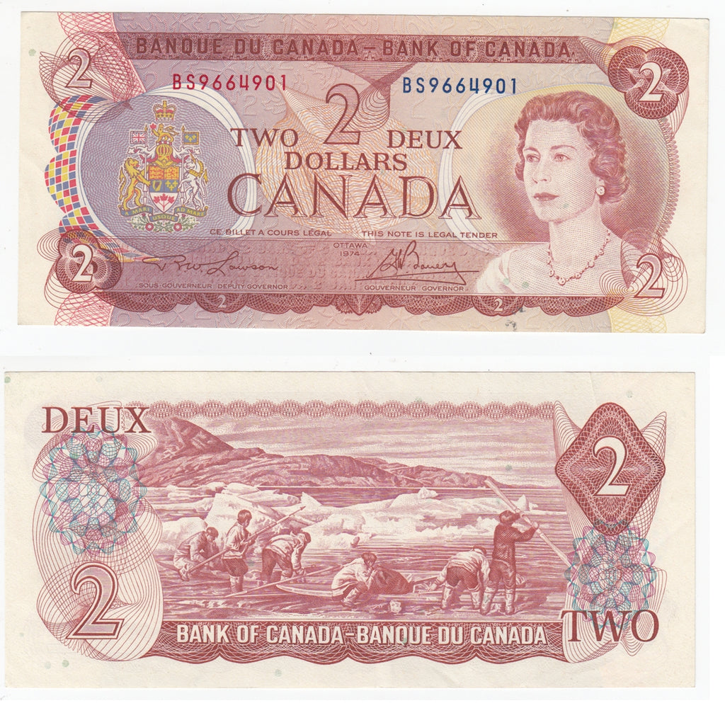 BC-47a 1974 Canada $2 Lawson-Bouey, BS, Almost Uncirculated (AU50)