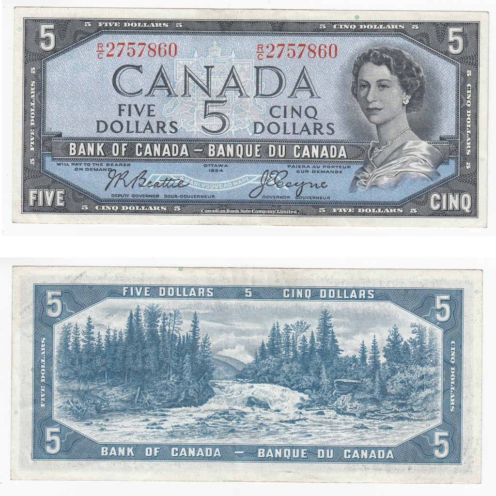 BC-39a-i 1954 Canada $5 Beattie-Coyne, R/C, EF-AU (EF45)
