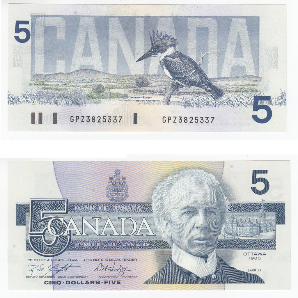 BC-56e 1986 Canada $5 Knight-Dodge, GPZ, Gem Uncirculated (GUNC65)