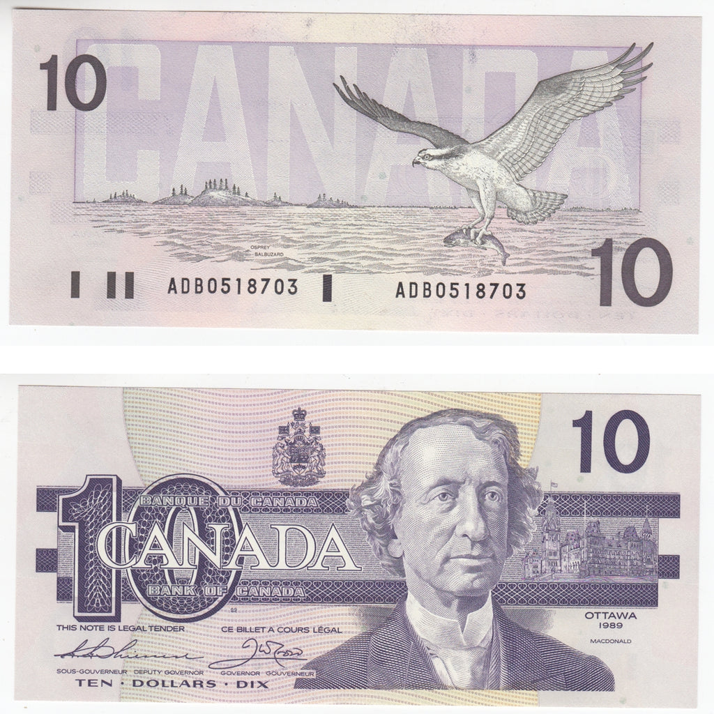 BC-57a 1989 Canada $10 Thiessen-Crow, ADB, Choice Uncirculated (CUNC63)