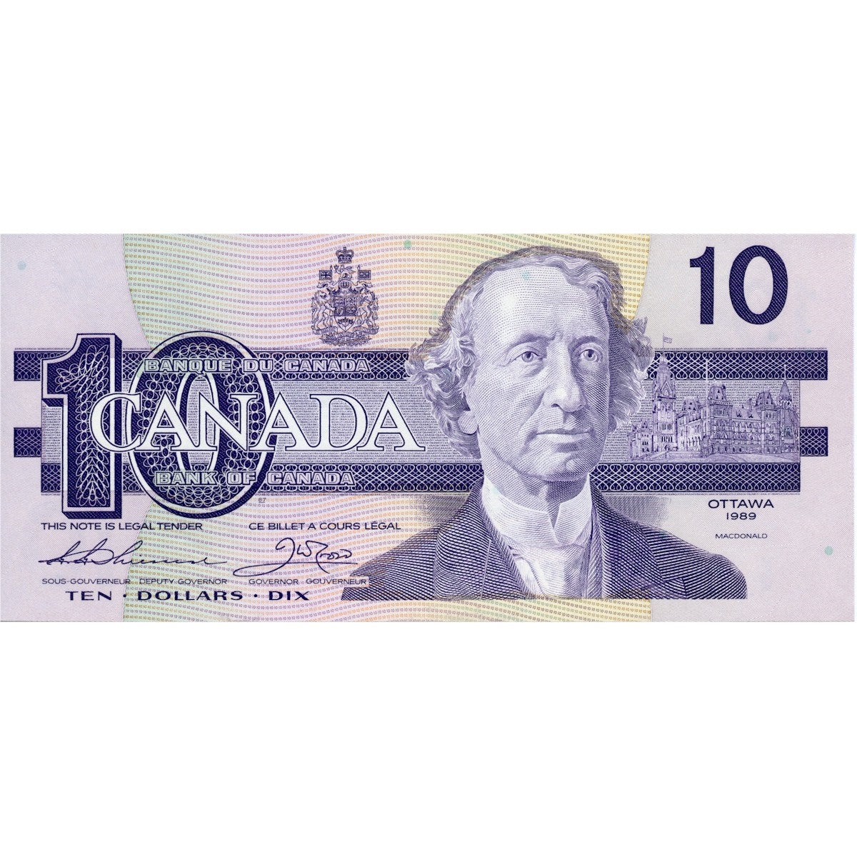 BC-57a 1989 Canada $10 Thiessen-Crow, AEN, Uncirculated (MS60)