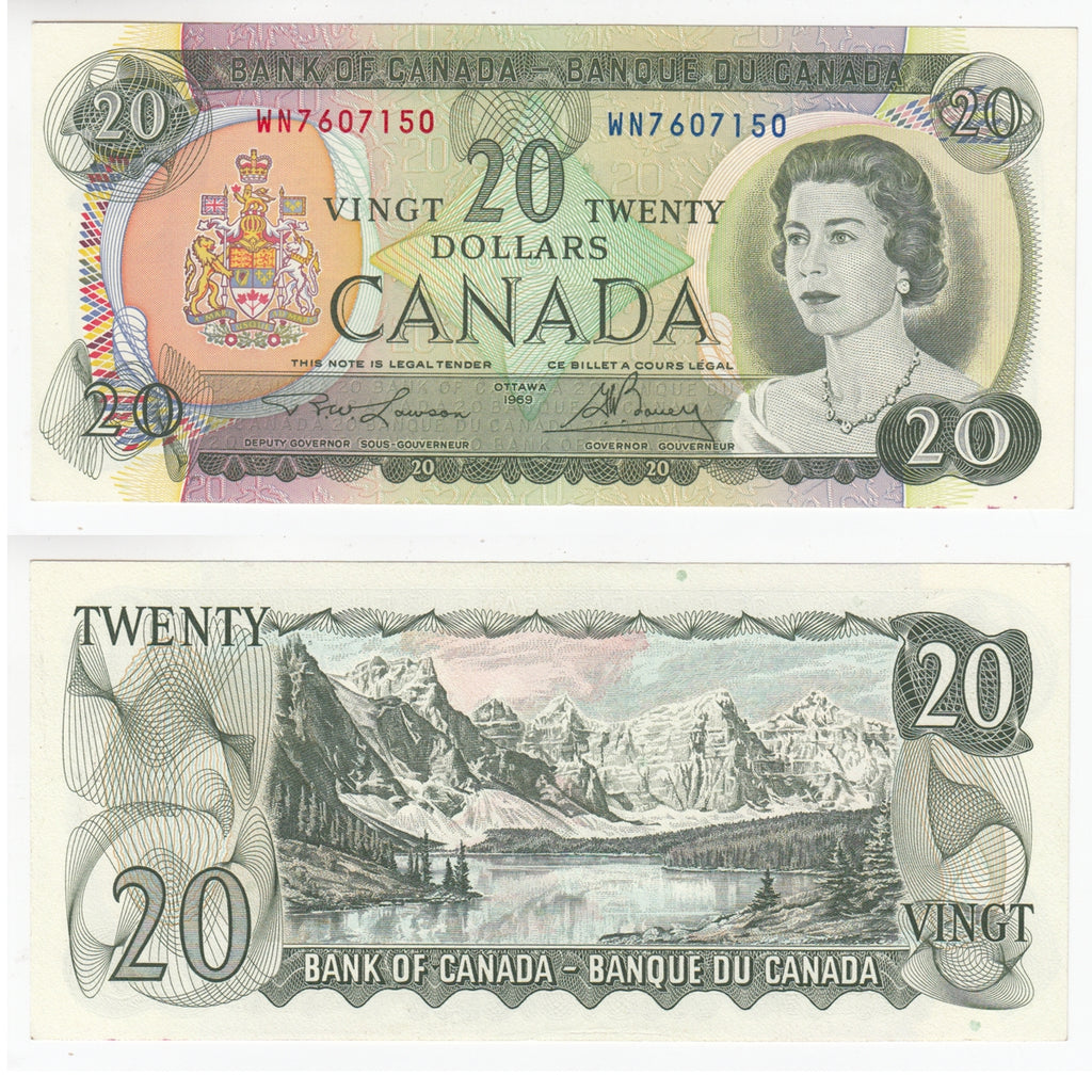 BC-50b 1969 Canada $20 Lawson-Bouey, WN, Choice Uncirculated (CUNC63)