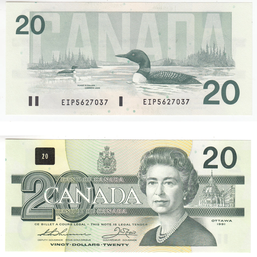 BC-58a-i 1991 Canada $20 Thiessen-Crow, EIP, Choice Uncirculated (CUNC63)