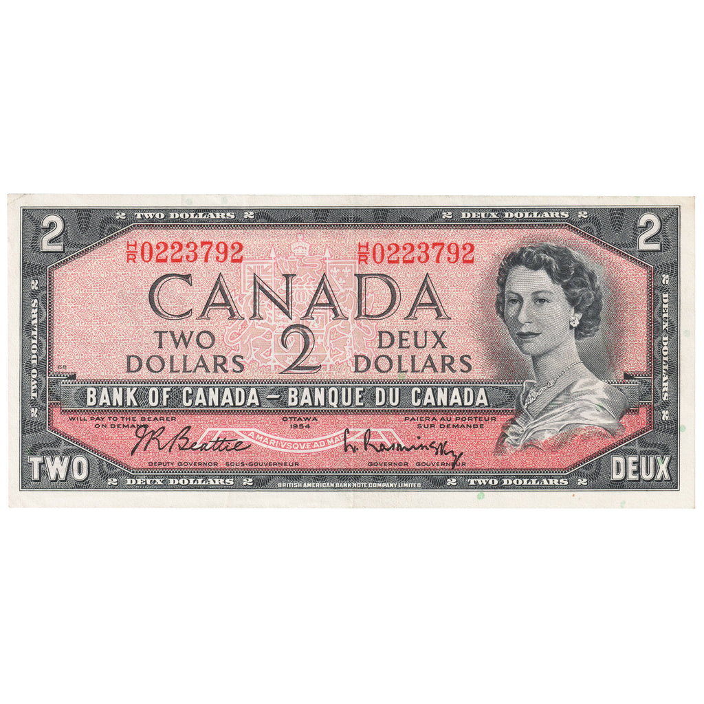 BC-38b 1954 Canada $2 Beattie-Rasminsky, H/R, VF-EF (VF30)