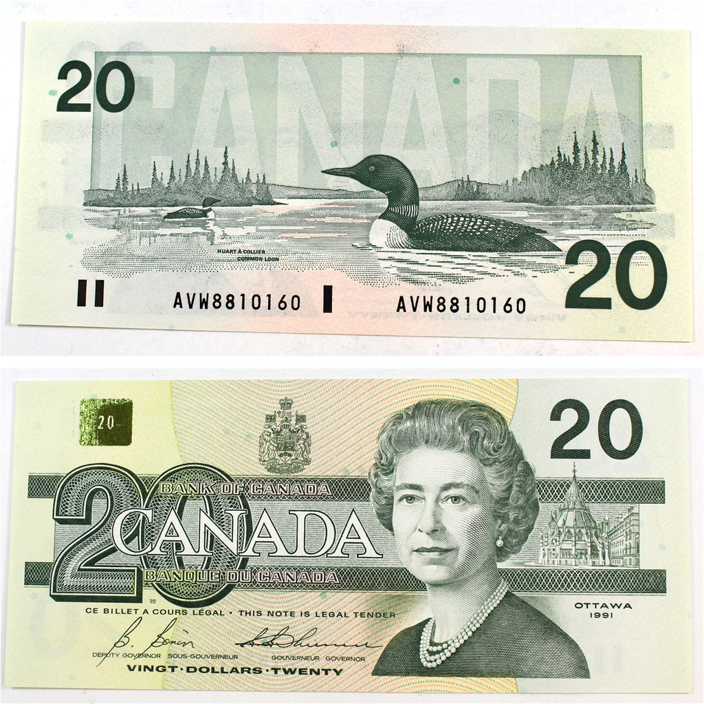 BC-58b-i 1991 Canada $20 Bonin-Thiessen, AVW, Uncirculated (MS60)