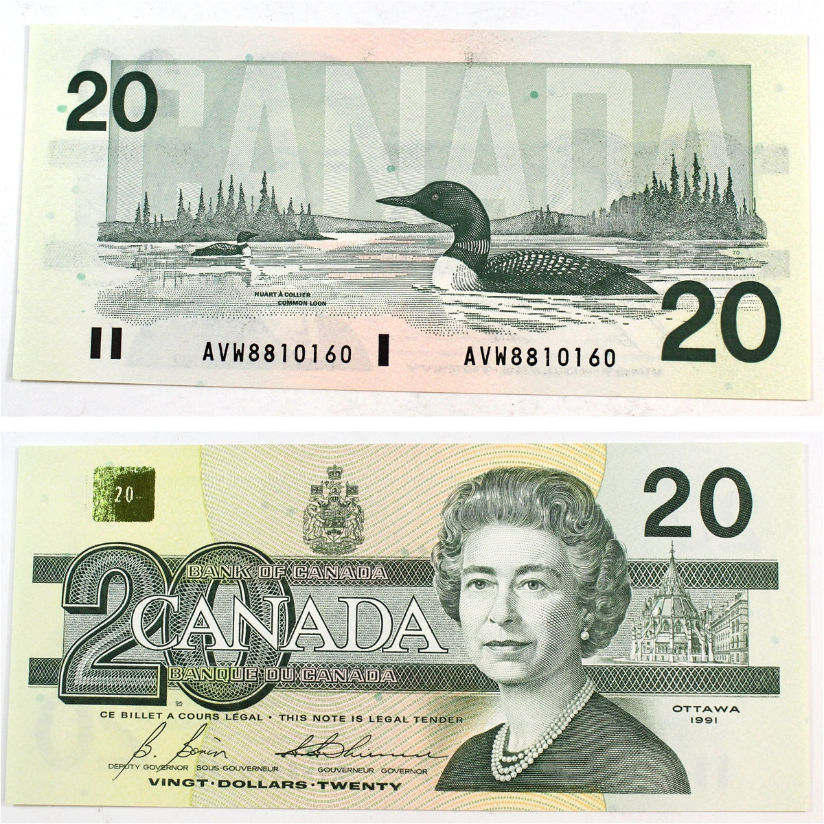 BC-58b-i 1991 Canada $20 Bonin-Thiessen, AVW, Uncirculated (MS60)