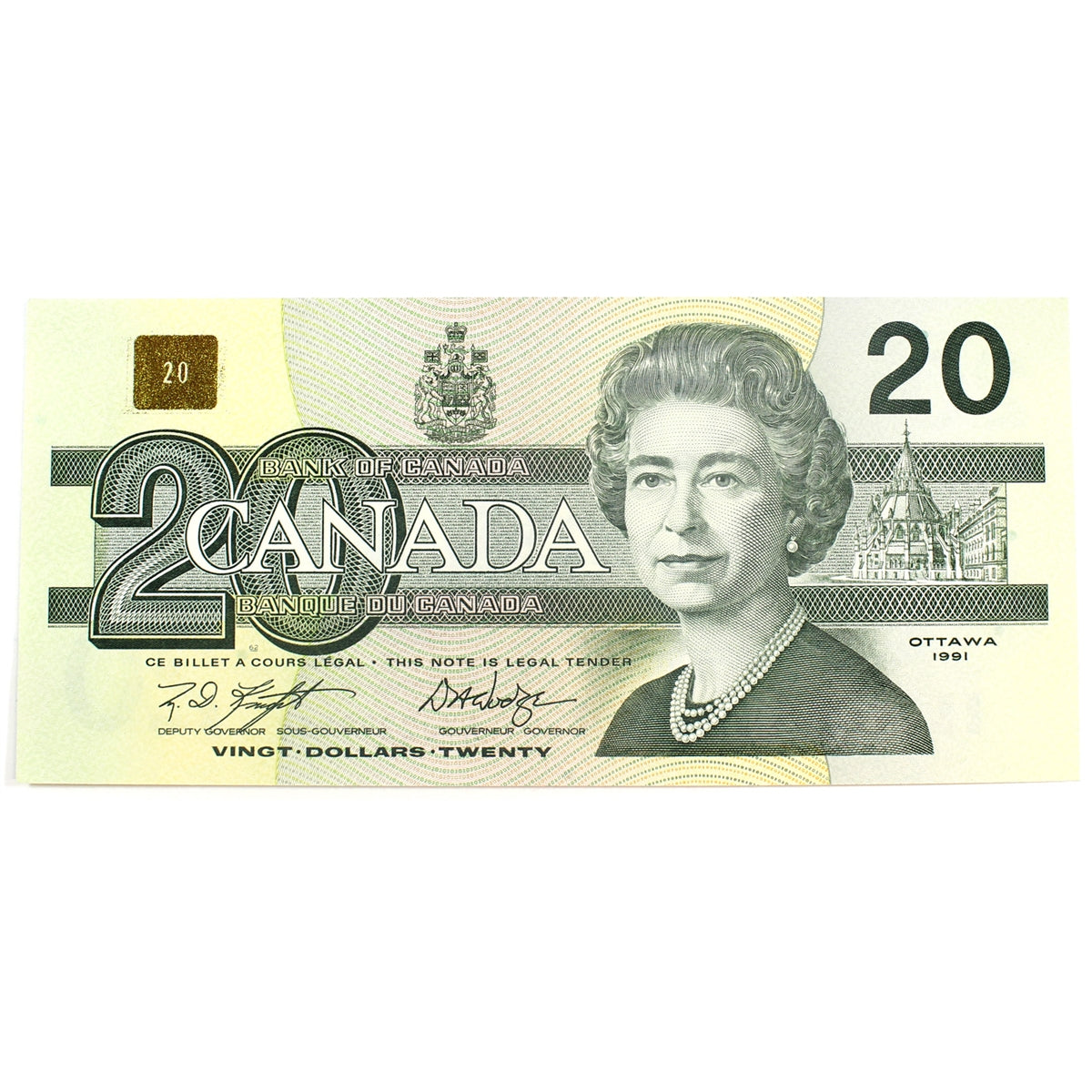 BC-58d-i 1991 Canada $20 Knight-Dodge, AYJ, Uncirculated (MS60)