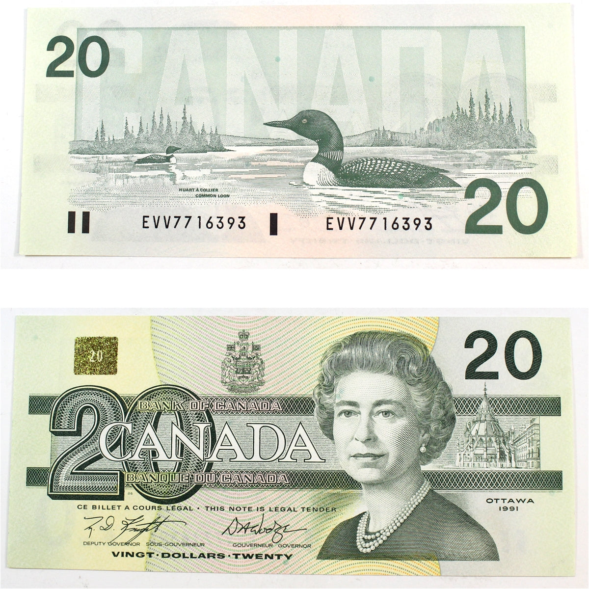 BC-58d 1991 Canada $20 Knight-Dodge, EVV, UNC