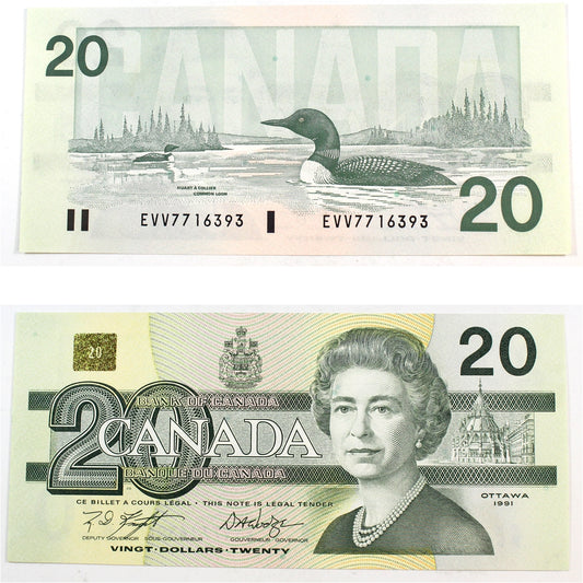 BC-58d 1991 Canada $20 Knight-Dodge, EVV, UNC