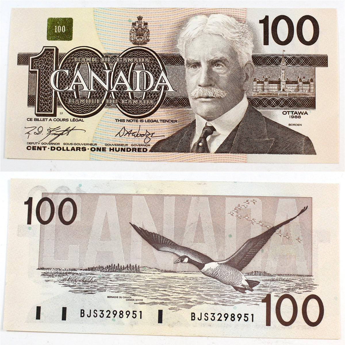 BC-60d 1988 Canada $100 Knight-Dodge, BJS, Uncirculated (MS60)