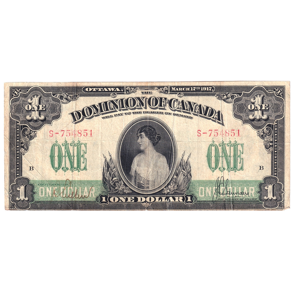 DC-23b 1917 Dominion $1 Various-Saunders, No Seal, Series S, Very Fine (VF20)