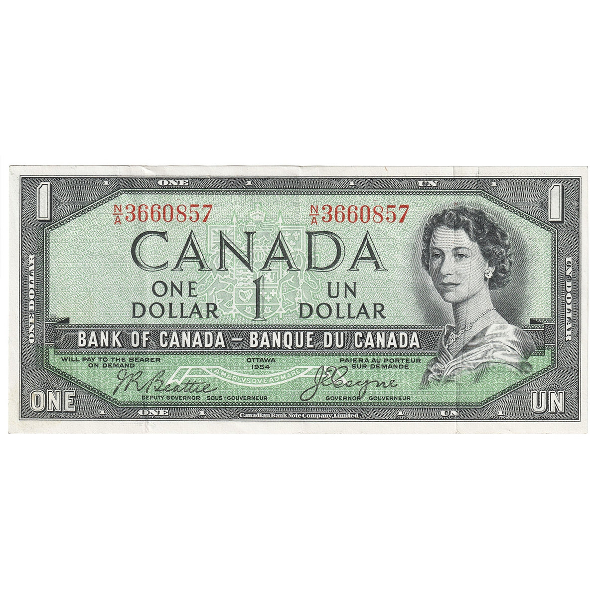 BC-29b 1954 Canada $1 Beattie-Coyne, Devil's Face, N/A, VF-EF (VF30)