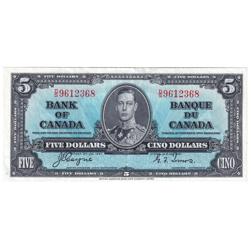 BC-23c 1937 Canada $5 Coyne-Towers, D/S, EF-AU (EF45)