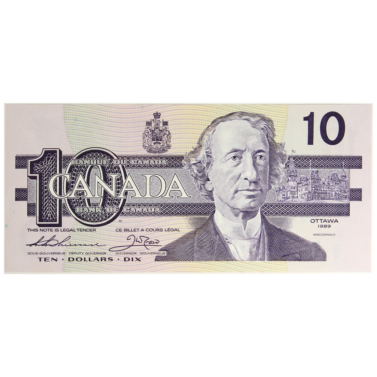 BC-57a 1989 Canada $10 Thiessen-Crow, BDB, Choice Uncirculated (CUNC63)