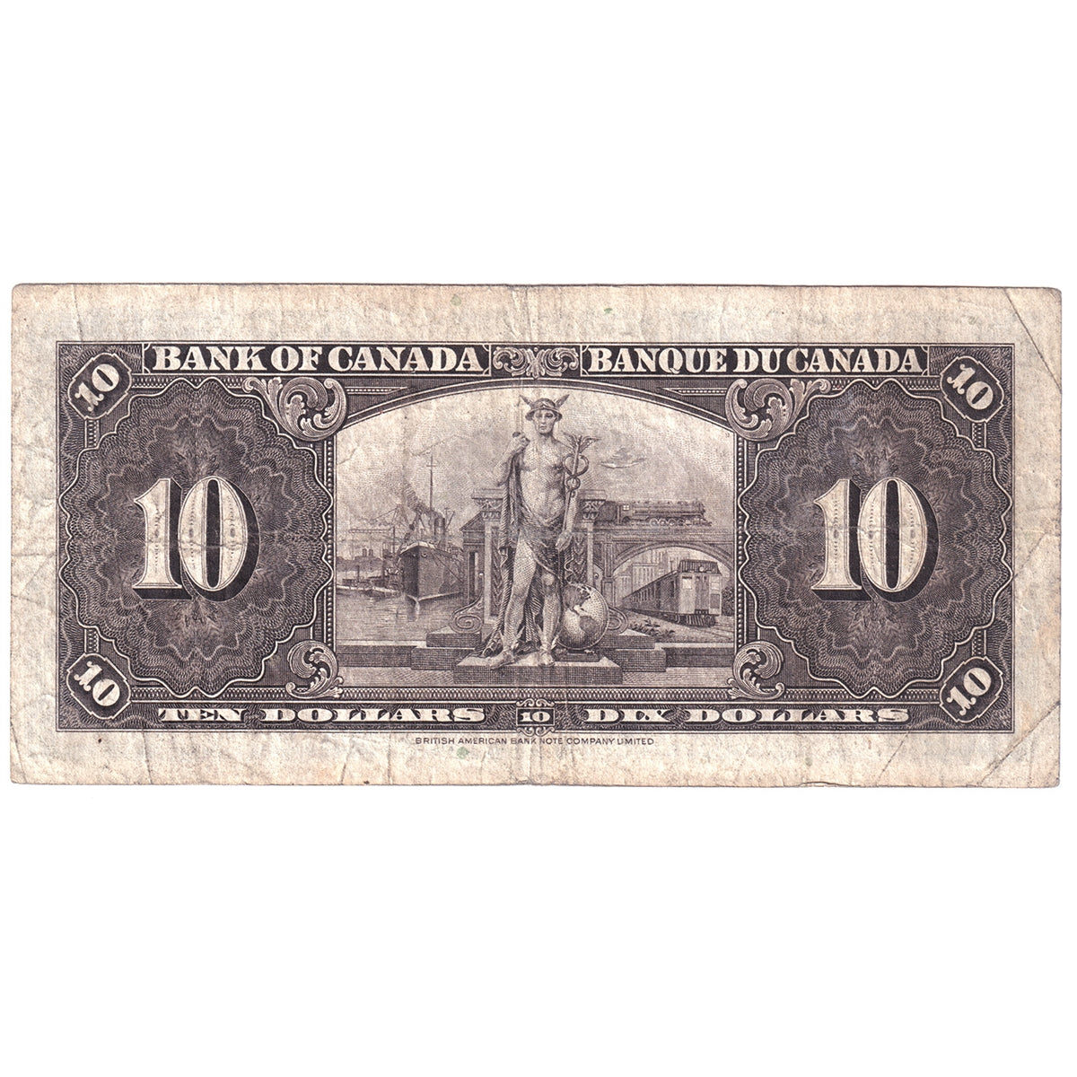 BC-24c 1937 Canada $10 Coyne-Towers, C/T, VG-F (VG10)