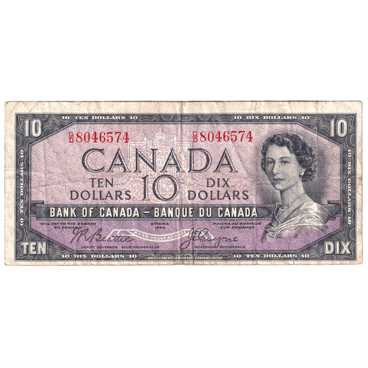 BC-32b 1954 Canada $10 Beattie-Coyne, Devil's Face, G/D, F