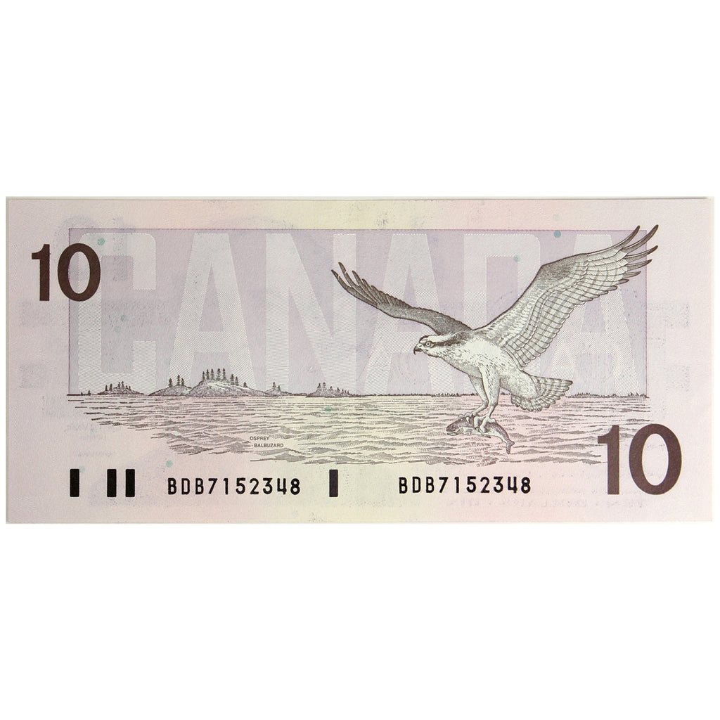 BC-57a 1989 Canada $10 Thiessen-Crow, BDB, Almost Uncirculated (AU50)