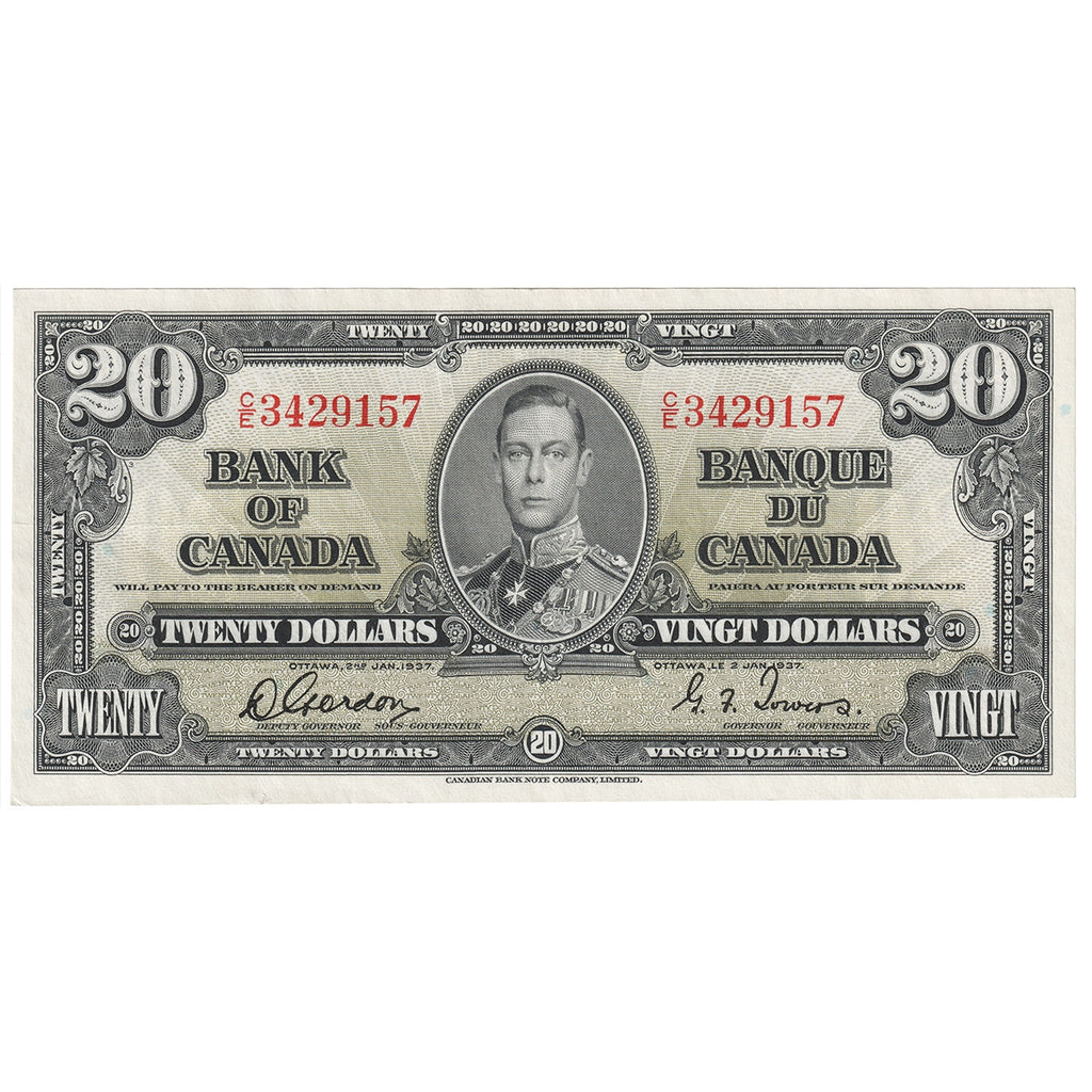 BC-25b 1937 Canada $20 Gordon-Towers, C/E, Extra Fine (EF40)