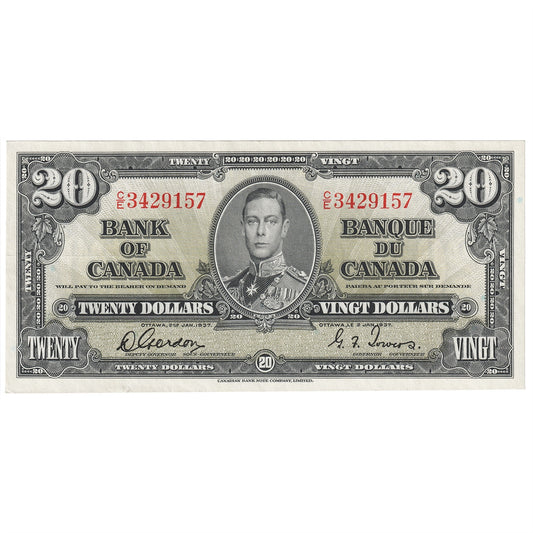 BC-25b 1937 Canada $20 Gordon-Towers, C/E, EF