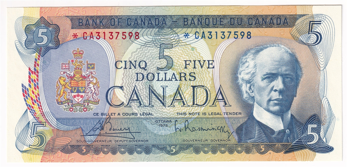 BC-48aA 1972 Canada $5 Bouey-Rasminsky, *CA Below 3.28M, Choice Uncirculated (CUNC63)