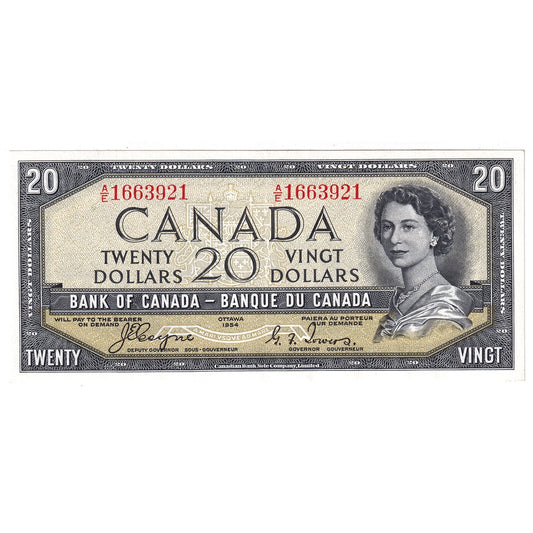 BC-33a 1954 Canada $20 Coyne-Towers, Devil's Face, A/E, EF-AU