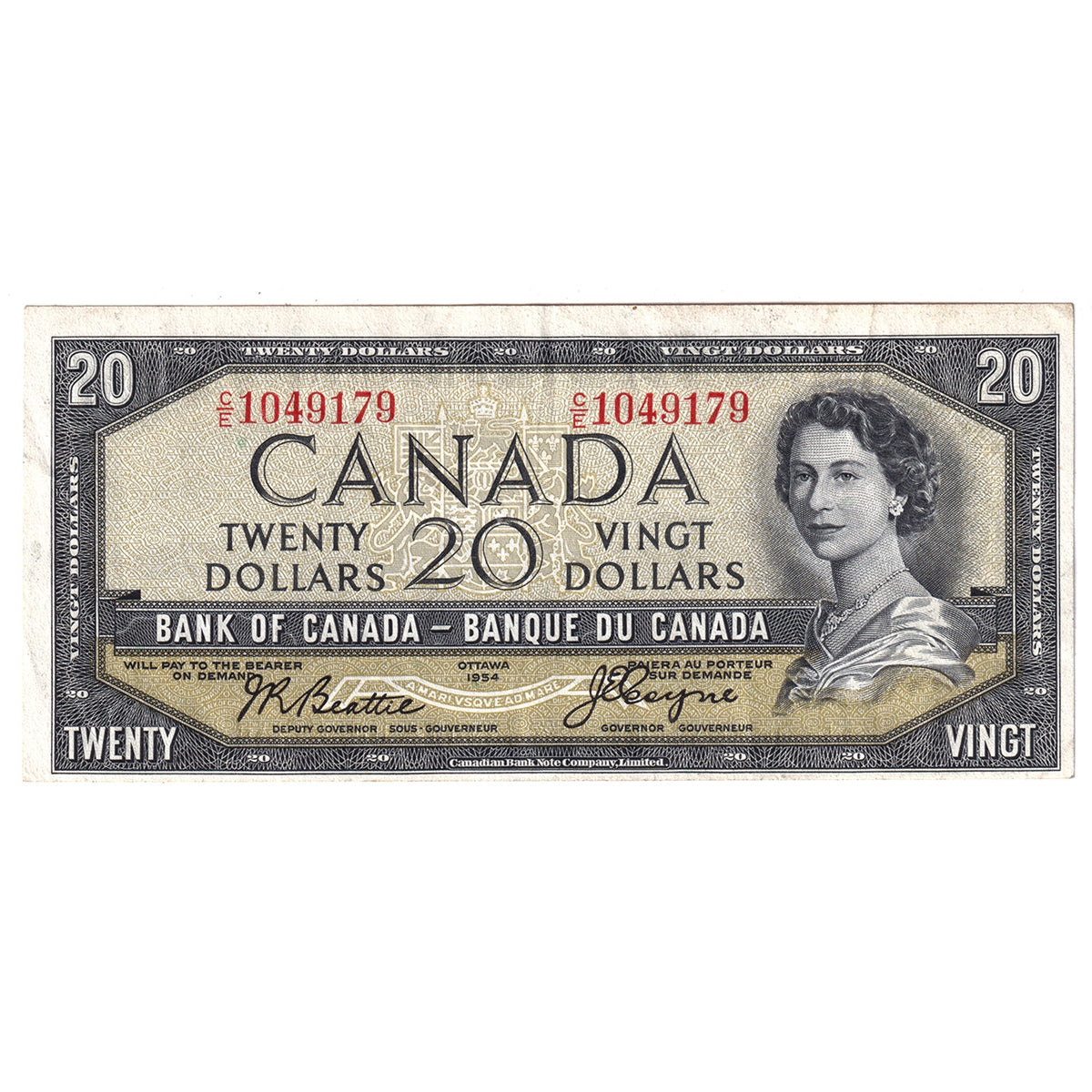 BC-33b 1954 Canada $20 Beattie-Coyne, Devil's Face, C/E, Extra Fine (EF40)