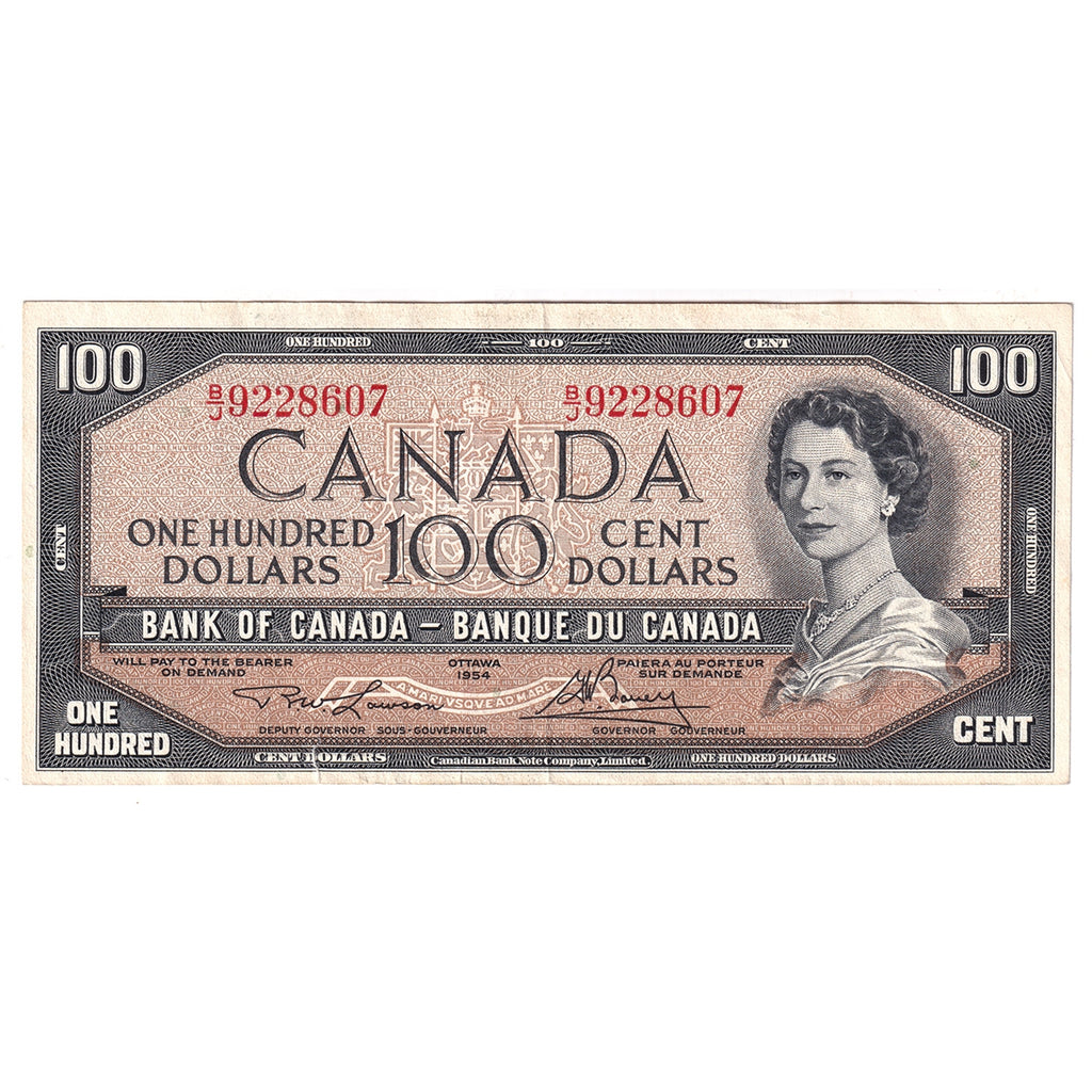 BC-43c 1954 Canada $100 Lawson-Bouey, B/J, Extra Fine (EF40)