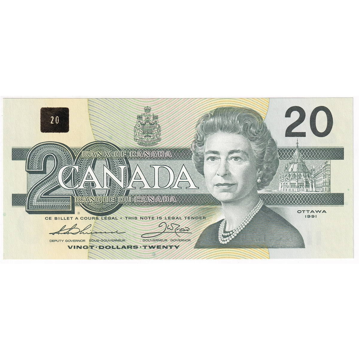 BC-58a-ii 1991 Canada $20 Thiessen-Crow, AIK, AU-UNC (AU55)