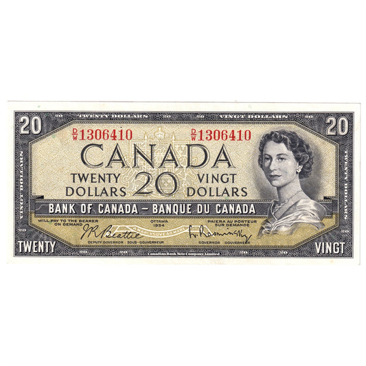 BC-41b 1954 Canada $20 Beattie-Rasminsky, D/W, AU-UNC (AU55)