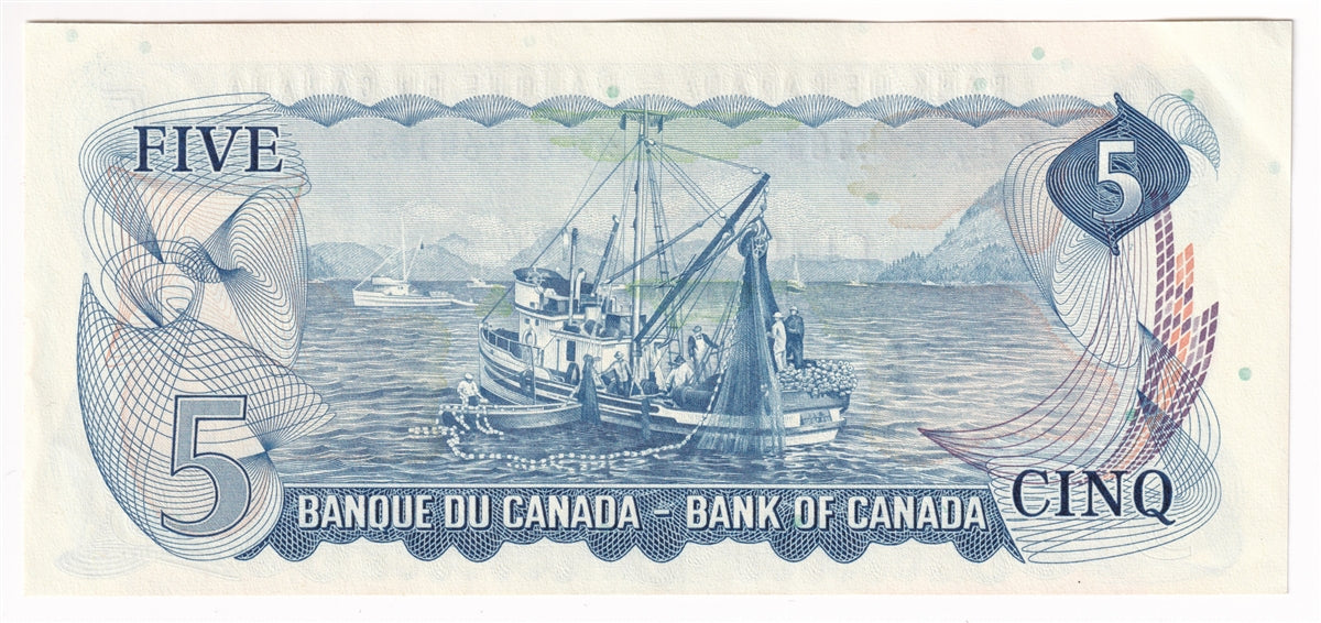 BC-48aA 1972 Canada $5 Bouey-Rasminsky, *CC, Almost Uncirculated (AU50)