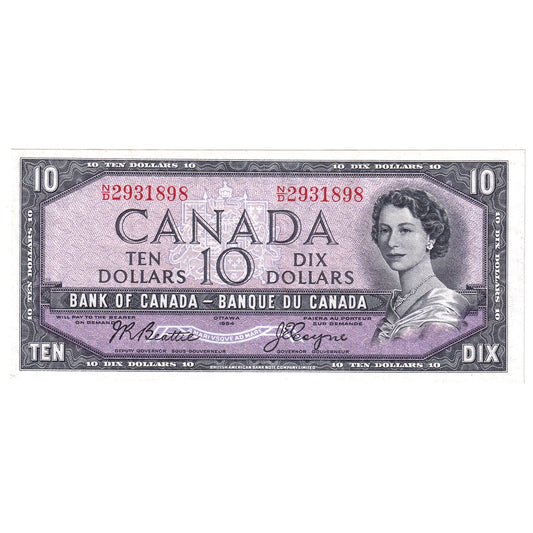 BC-40a 1954 Canada $10 Beattie-Coyne, N/D, VF-EF (VF30)