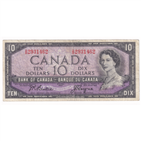 BC-40a 1954 Canada $10 Beattie-Coyne, X/D, F-VF (F15)