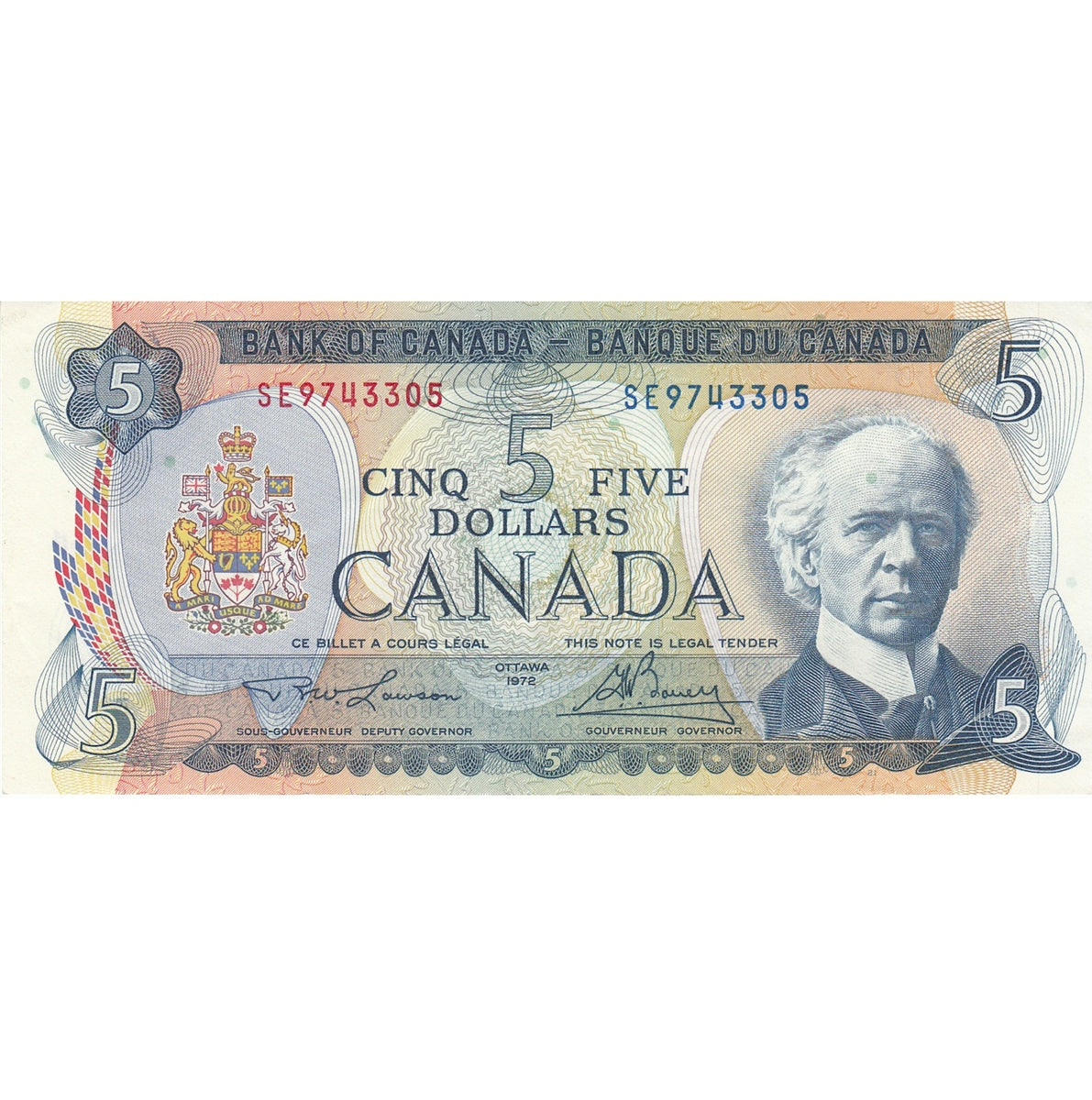 BC-48b 1972 Canada $5 Lawson-Bouey, SE, VF-EF (VF30)
