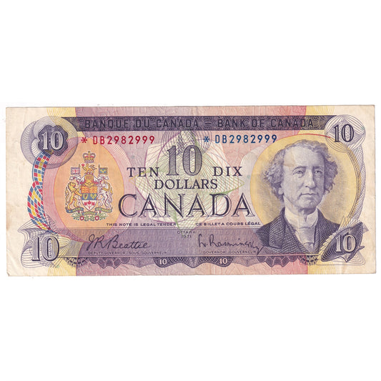 BC-49aA 1971 Canada $10 Beattie-Rasminsky, *DB, Very Fine (VF20)