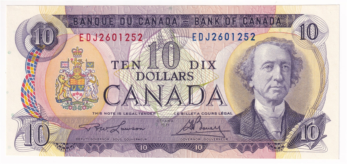 BC-49c-i 1971 Canada $10 Lawson-Bouey, EDJ, Choice Uncirculated (CUNC63)