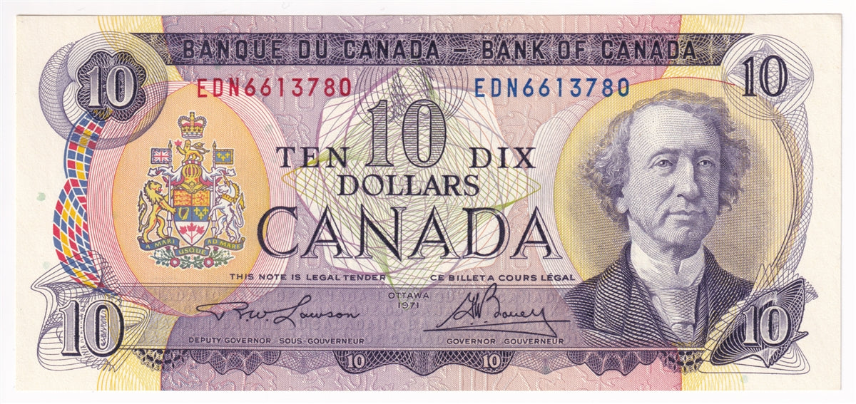 BC-49c-i 1971 Canada $10 Lawson-Bouey, EDN, AU-UNC (AU55)