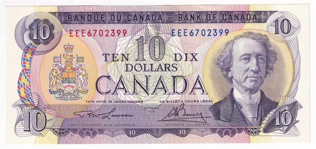 BC-49c-i 1971 Canada $10 Lawson-Bouey, EEE, AU-UNC (AU55)