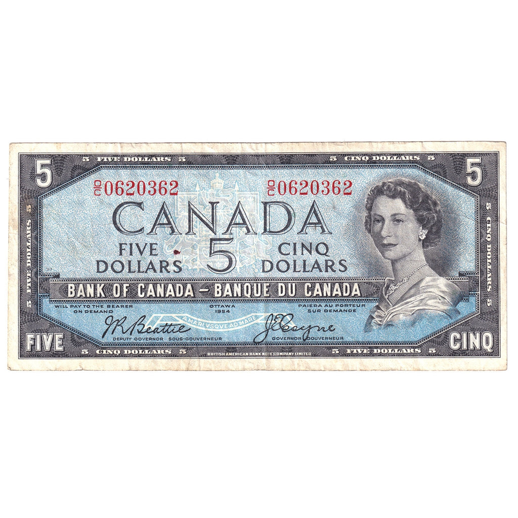 BC-39a 1954 Canada $5 Beattie-Coyne, O/C, Very Fine (VF20)