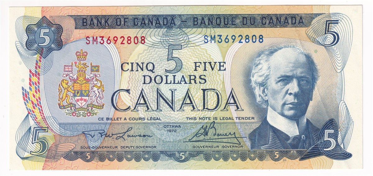 BC-48b 1972 Canada $5 Lawson-Bouey, SM, Almost Uncirculated (AU50)