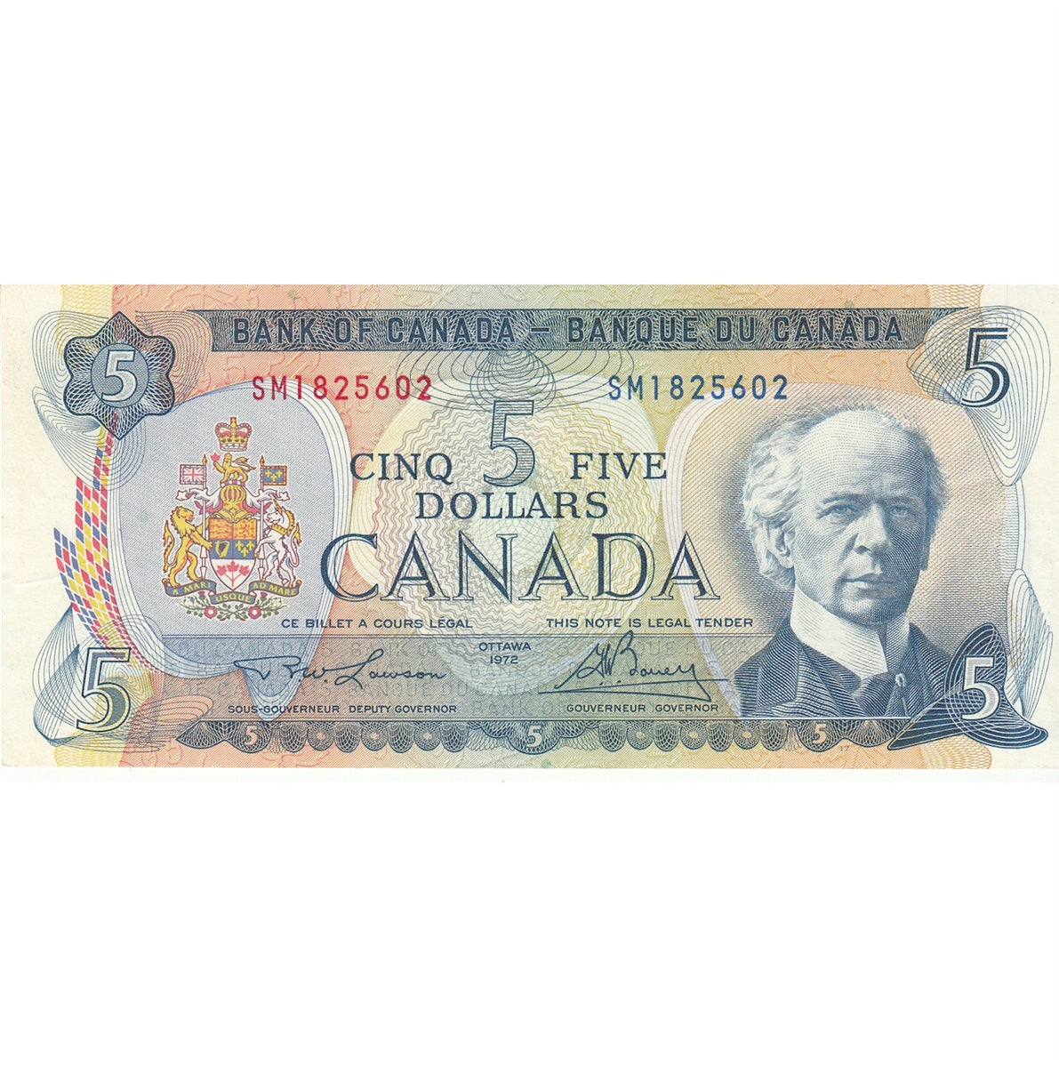BC-48b 1972 Canada $5 Lawson-Bouey, SM, Extra Fine (EF40)