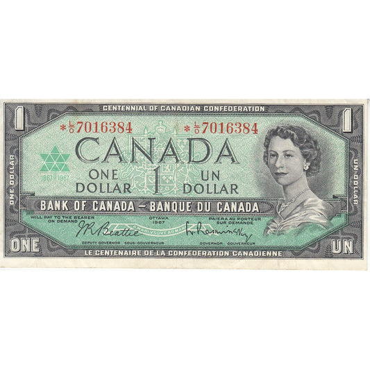 BC-45bA 1967 Canada $1 Beattie-Rasminsky, *L/O, VF