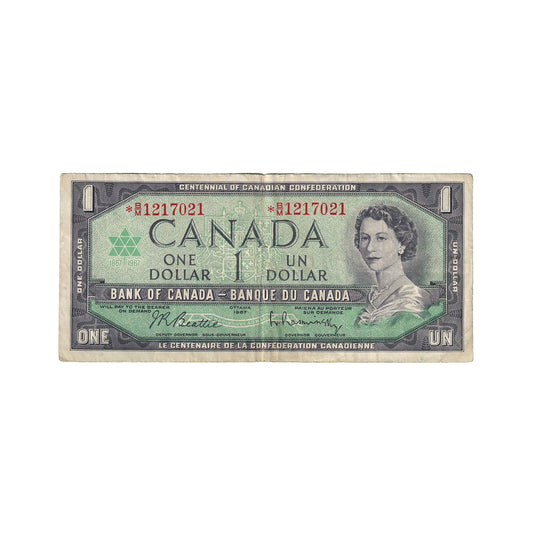 BC-45bA-i 1967 Canada $1 Beattie-Rasminsky, *B/M, F-VF