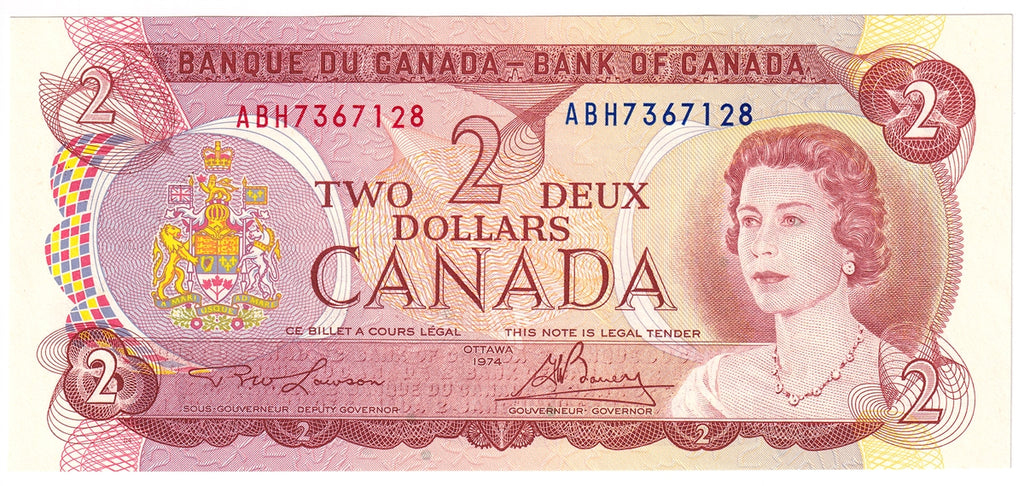 BC-47a-i 1974 Canada $2 Lawson-Bouey, ABH, AU-UNC (AU55)